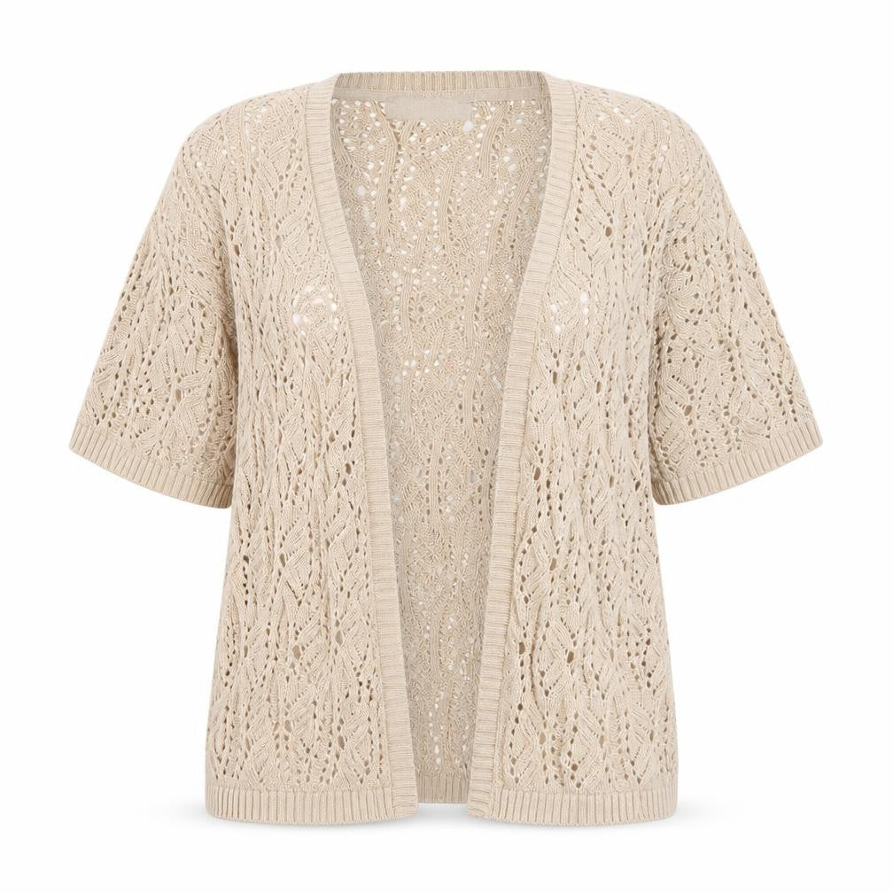 ISLE Beige Open-Knit Women’s Cardigan, Medium Size