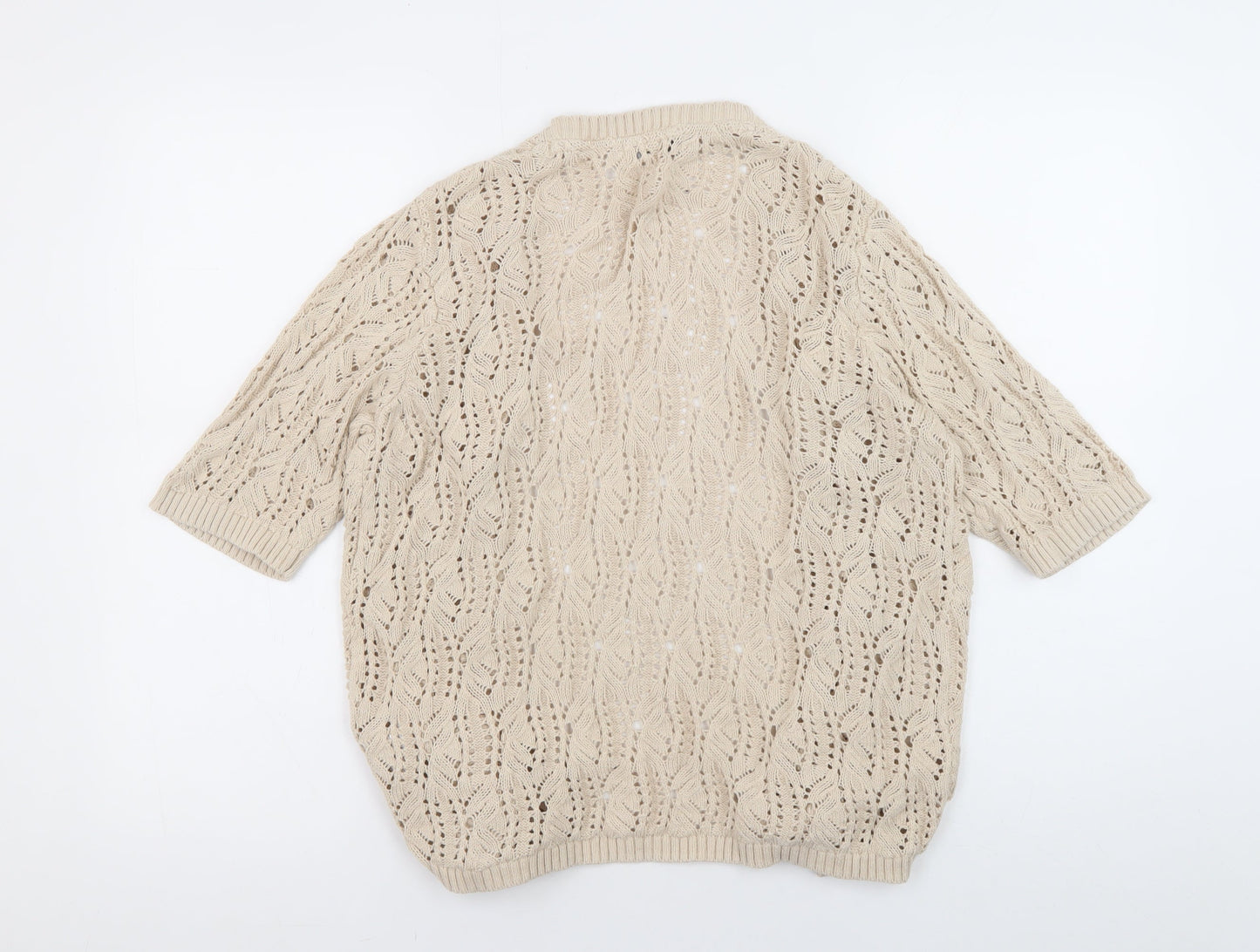 ISLE Beige Open-Knit Women’s Cardigan, Medium Size