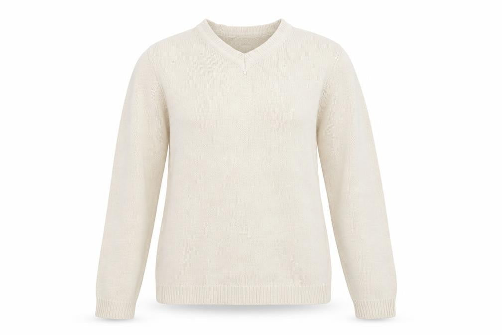EWM Women's Ivory V-Neck Pullover Jumper, Size S