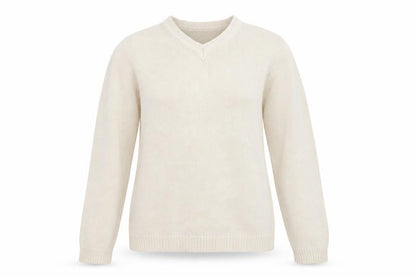 EWM Women's Ivory V-Neck Pullover Jumper, Size S