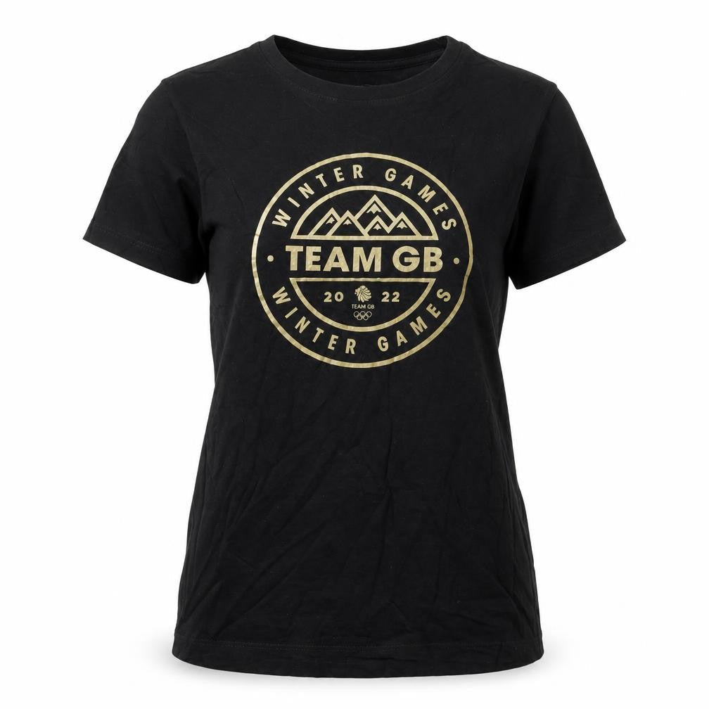 Team GB Unisex Black Medium T-Shirt with Crew Neck