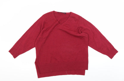 Additional front view of French Connection Women's Red V-Neck Pullover