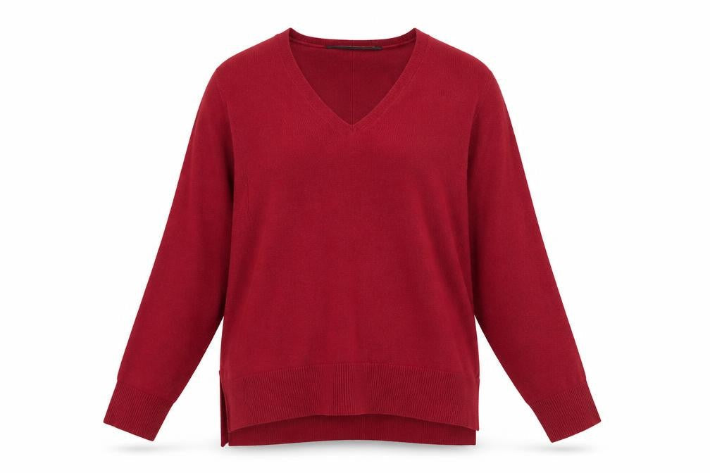 French Connection Women's Red V-Neck Pullover