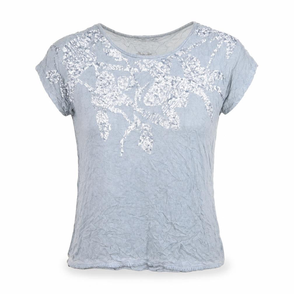 Barbara Lebek Women's Blue Sequin T-Shirt Size 14