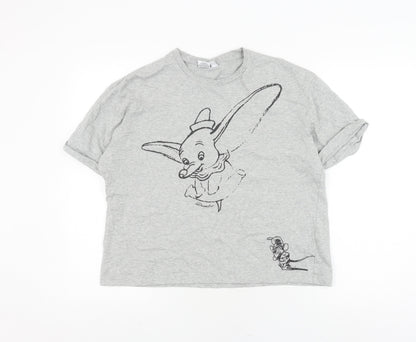 Preloved Disney Women's Grey Dumbo T-Shirt Small - Front