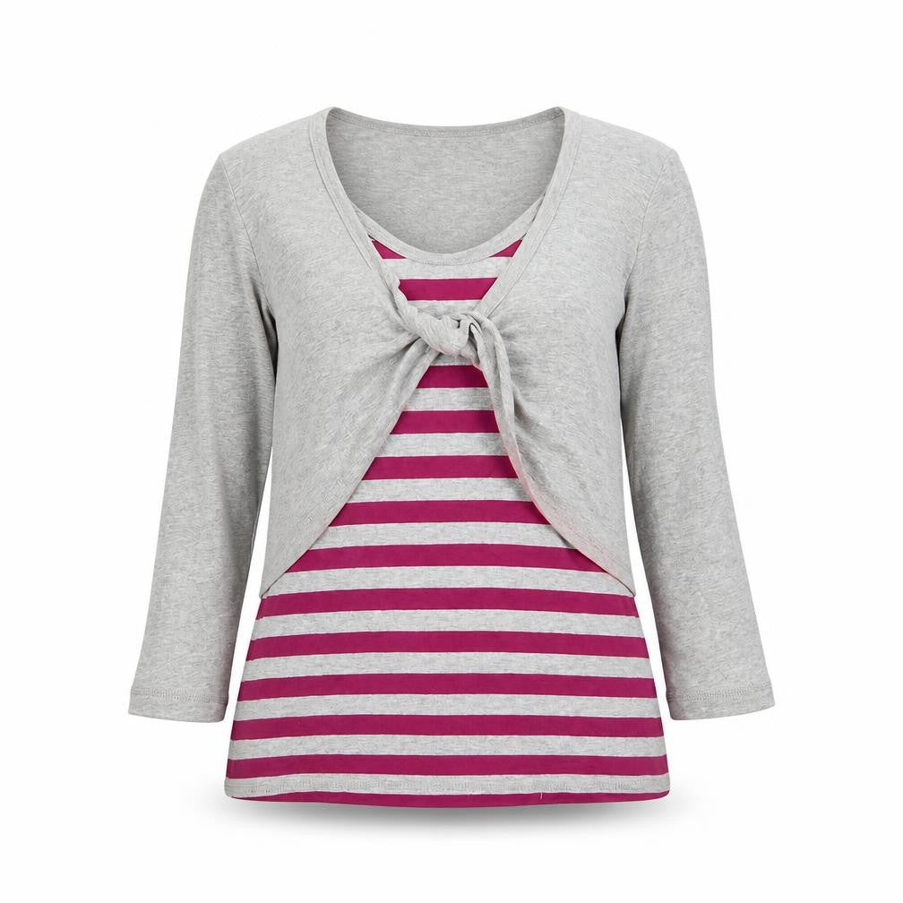 Intuition Women's Grey Striped T-Shirt Size 10