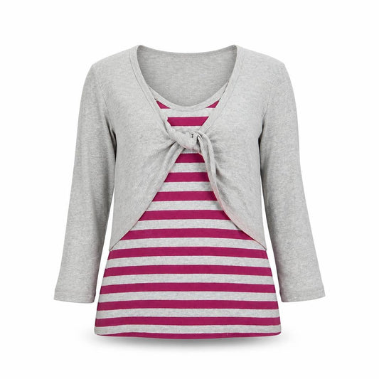 Intuition Women's Grey Striped T-Shirt Size 10