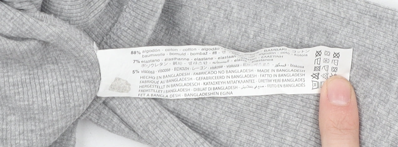 Zara Grey Cropped Button-Up Women's Long Sleeve