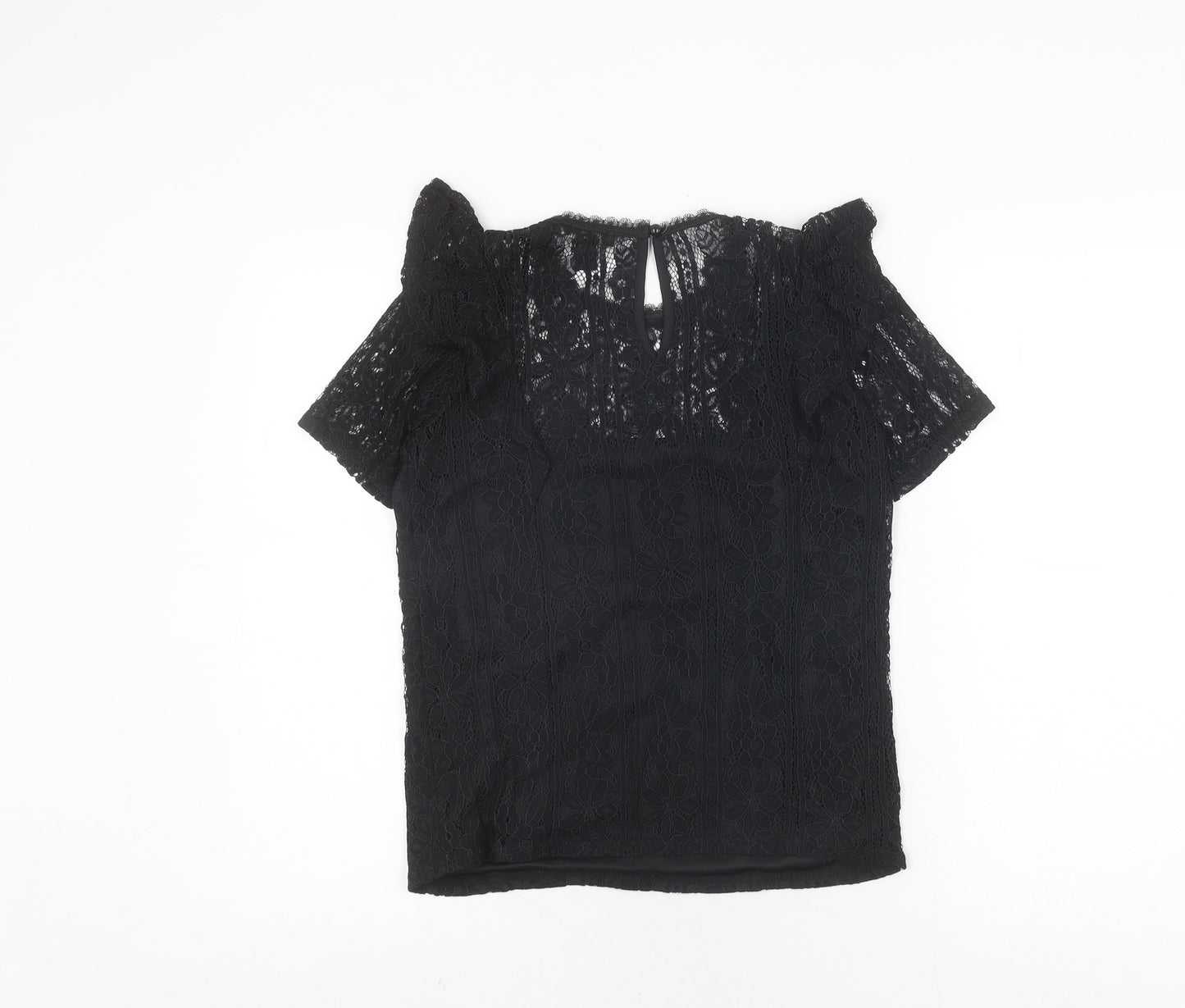 New Look Women's Black Lace Blouse Short Sleeve