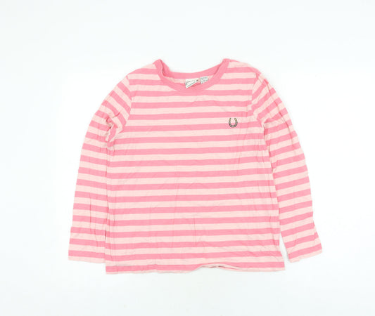 Joanie Girls Pink Striped Ringer T-Shirt XS