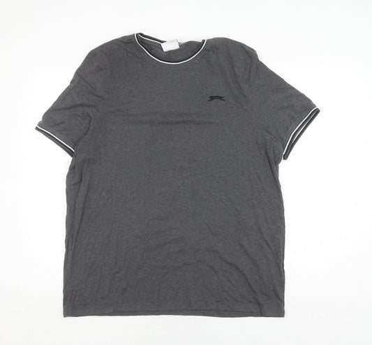Slazenger Men's Grey Crew Neck Logo T-Shirt, Size L