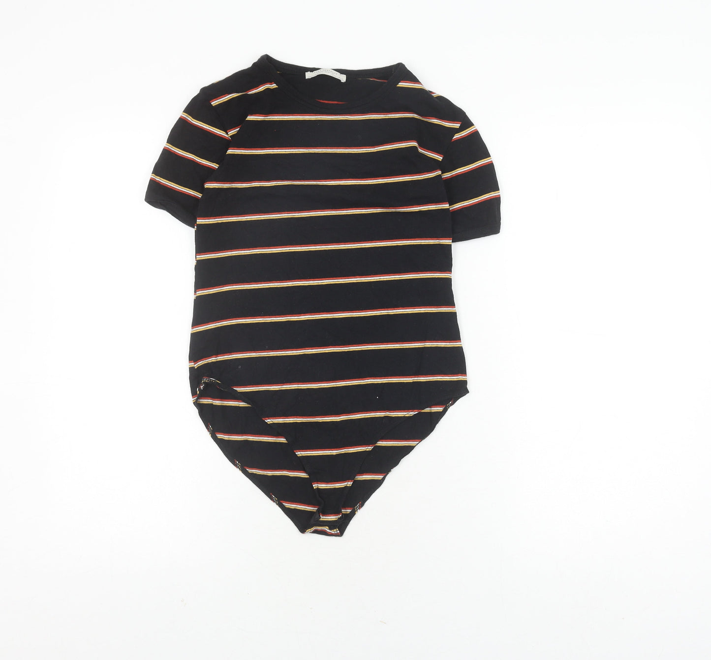 Zara Women's Black Striped Basic T-Shirt, Size S