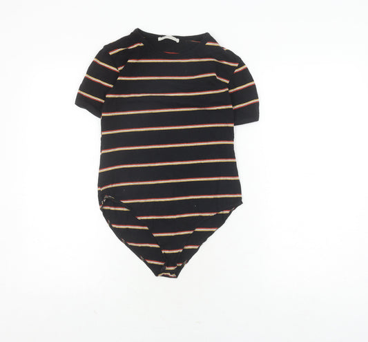 Zara Women's Black Striped Basic T-Shirt, Size S