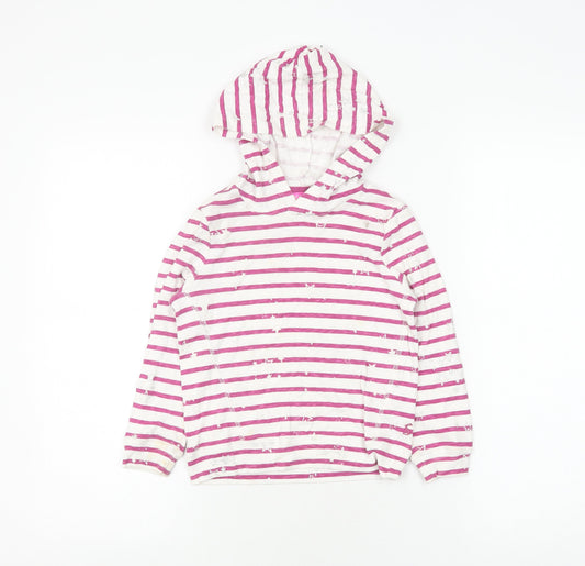 Joules Girls Pink Stripe Hoodie, Age 6, Long Sleeve Pullover