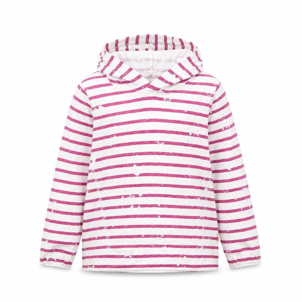 Joules Girls Pink Stripe Hoodie, Age 6, Long Sleeve Pullover