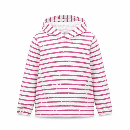 Joules Girls Pink Stripe Hoodie, Age 6, Long Sleeve Pullover