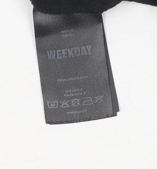 Weekday Women's Black Cropped Dragon T-Shirt, Size 12