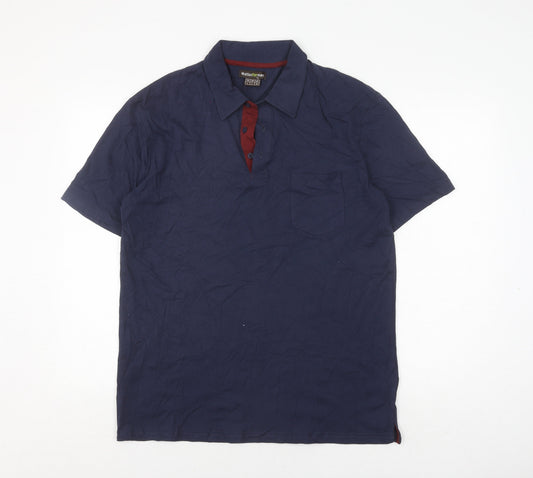 Atlas For Men Blue Polo Shirt Men L Casual Cotton
