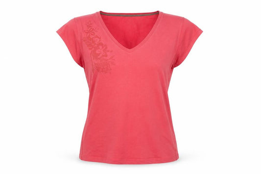 ALS Women's Red V-Neck Cotton T-Shirt Size 14