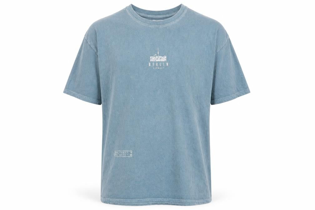 Topman Men's Blue Medium Cotton Crew Neck T-Shirt