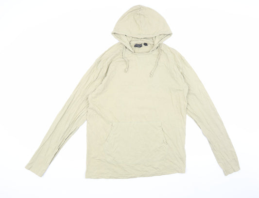 Brave Soul Men's Beige Hooded T-Shirt Size M