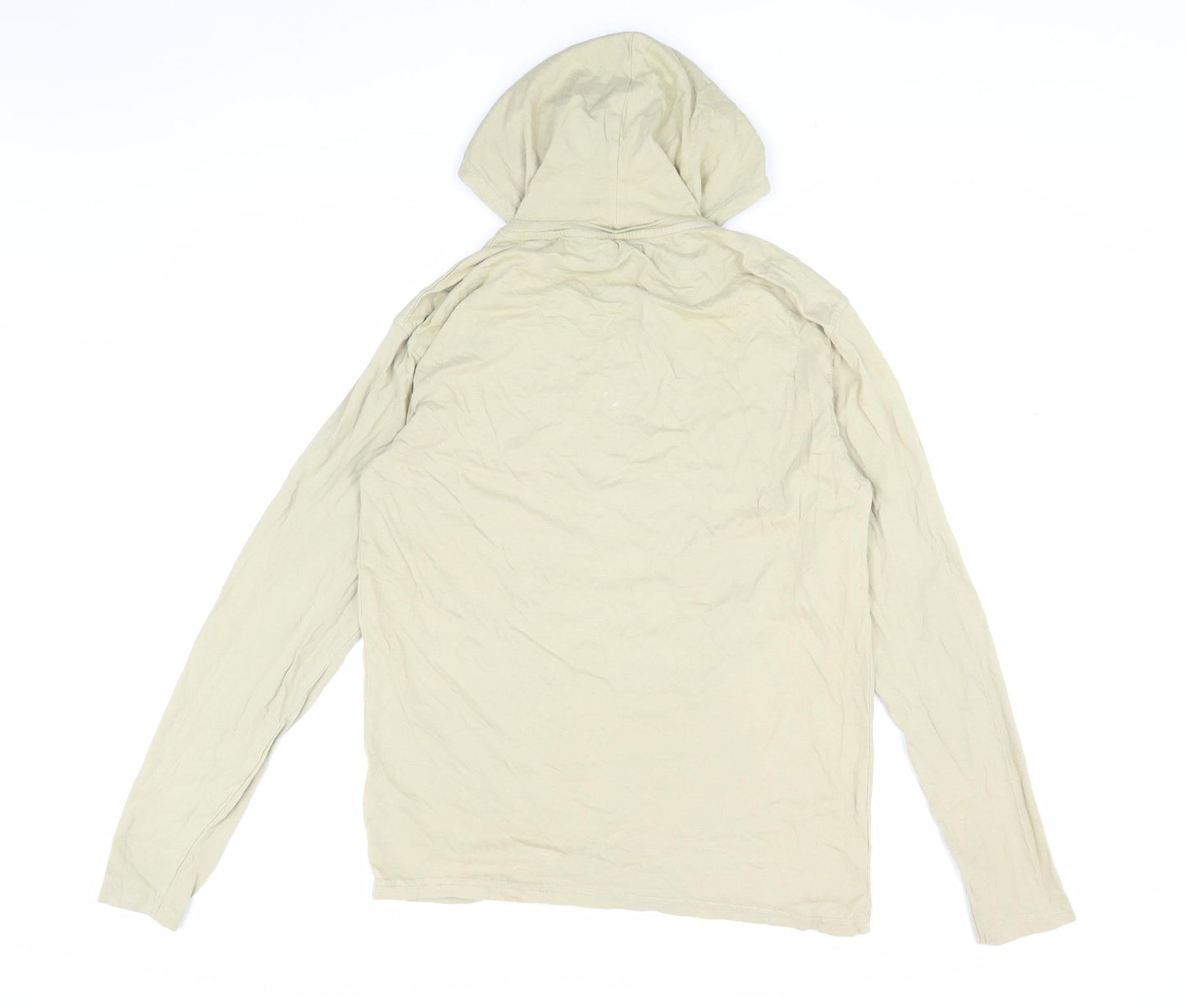 Brave Soul Men's Beige Hooded T-Shirt Size M