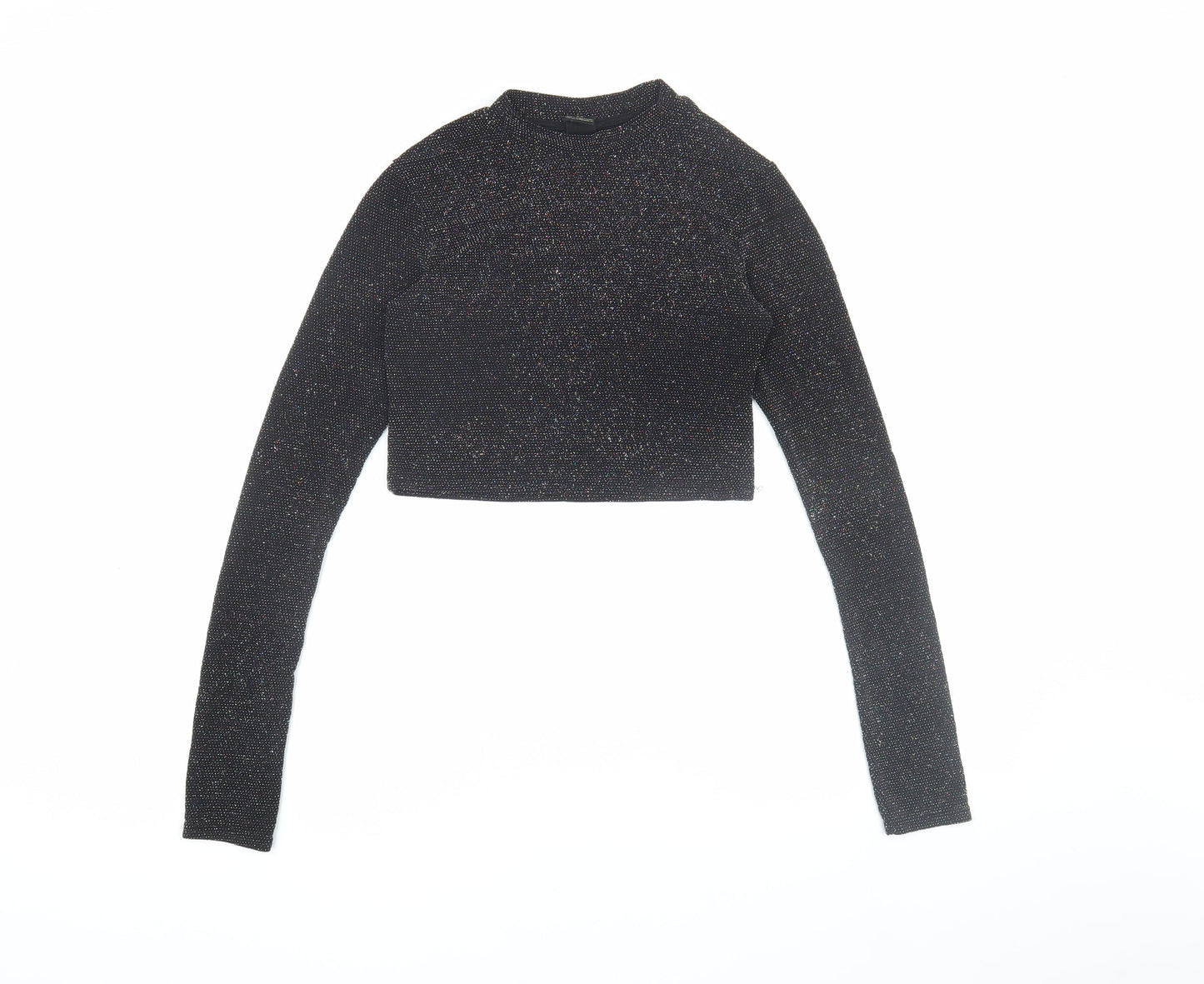 Urban Outfitters Black Cropped Glitter Blouse M