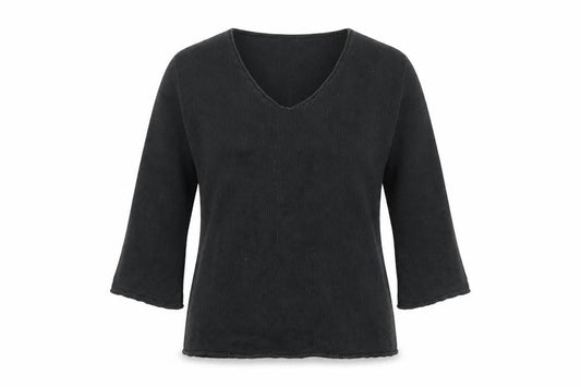 ONYX Jeans Women's Black Cotton V-Neck T-Shirt, L