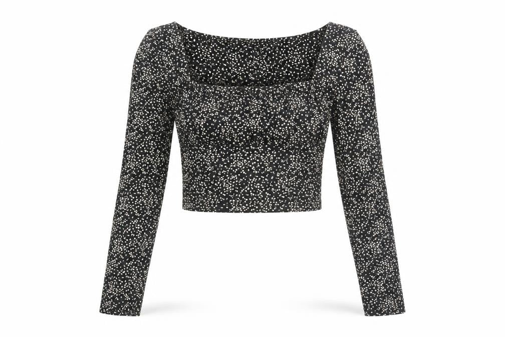 Topshop Women's Black Floral Cropped Blouse Size 8