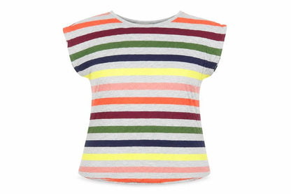 Oasis Women's Multicoloured Striped T-Shirt - Size S
