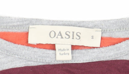 Oasis Women's Multicoloured Striped T-Shirt - Size S