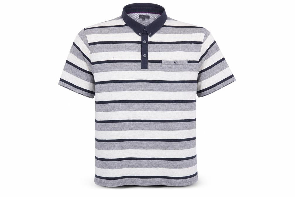 Jeff Banks Men's Grey Striped Polo XL