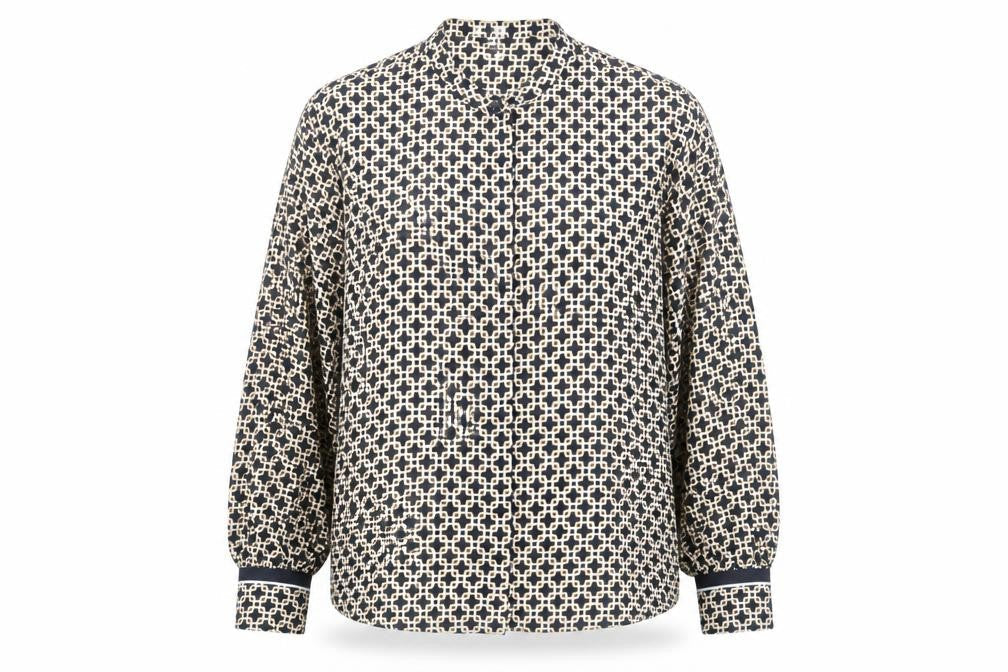 H&M Women's Beige Black Geometric Blouse Size 16
