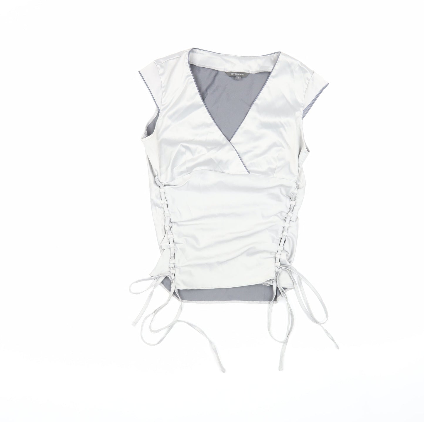 River Island Women's White Wrap Blouse - Size 12, Sleeveless