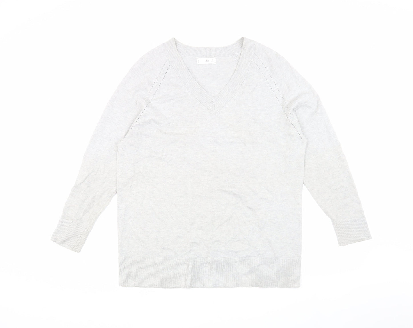MNG Women's Grey V-Neck Pullover Jumper, Size S
