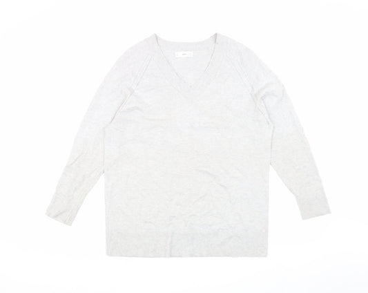 MNG Women's Grey V-Neck Pullover Jumper, Size S