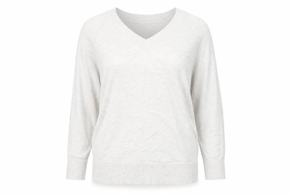 MNG Women's Grey V-Neck Pullover Jumper, Size S