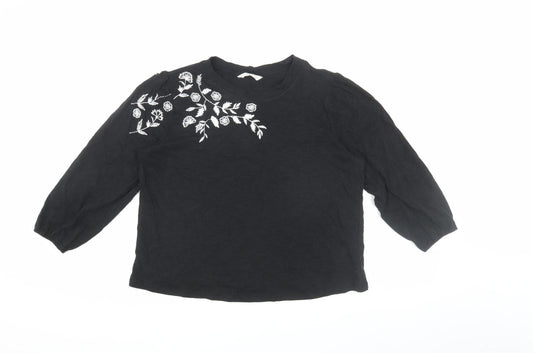 Marks and Spencer Women's Black Embroidered Blouse Size 14