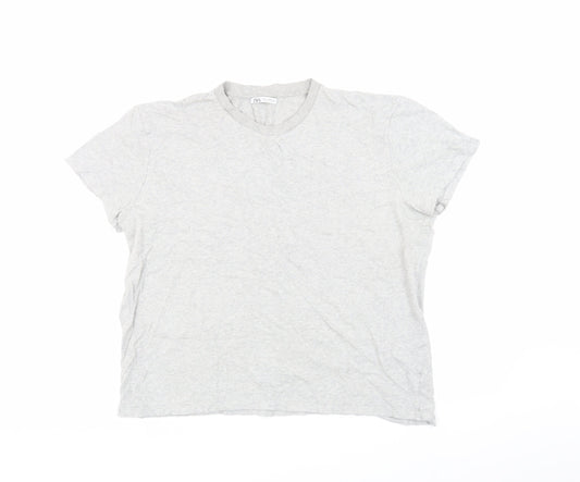 Zara Women's Grey Crew Neck T-Shirt M Casual