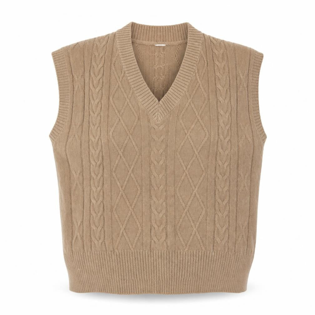 Vera Lucy Women's Beige Cable-Knit Vest Size S