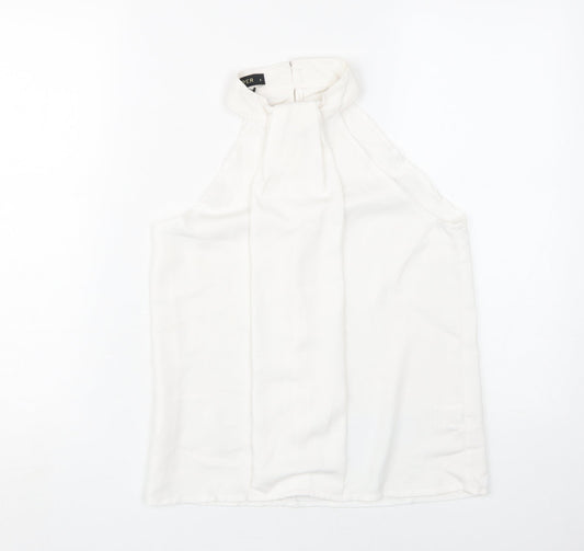 Vesper Women's White Mock Neck Sleeveless Blouse Size 8