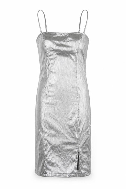 H&M Women Silver Slip Dress Size 6 Party Wear