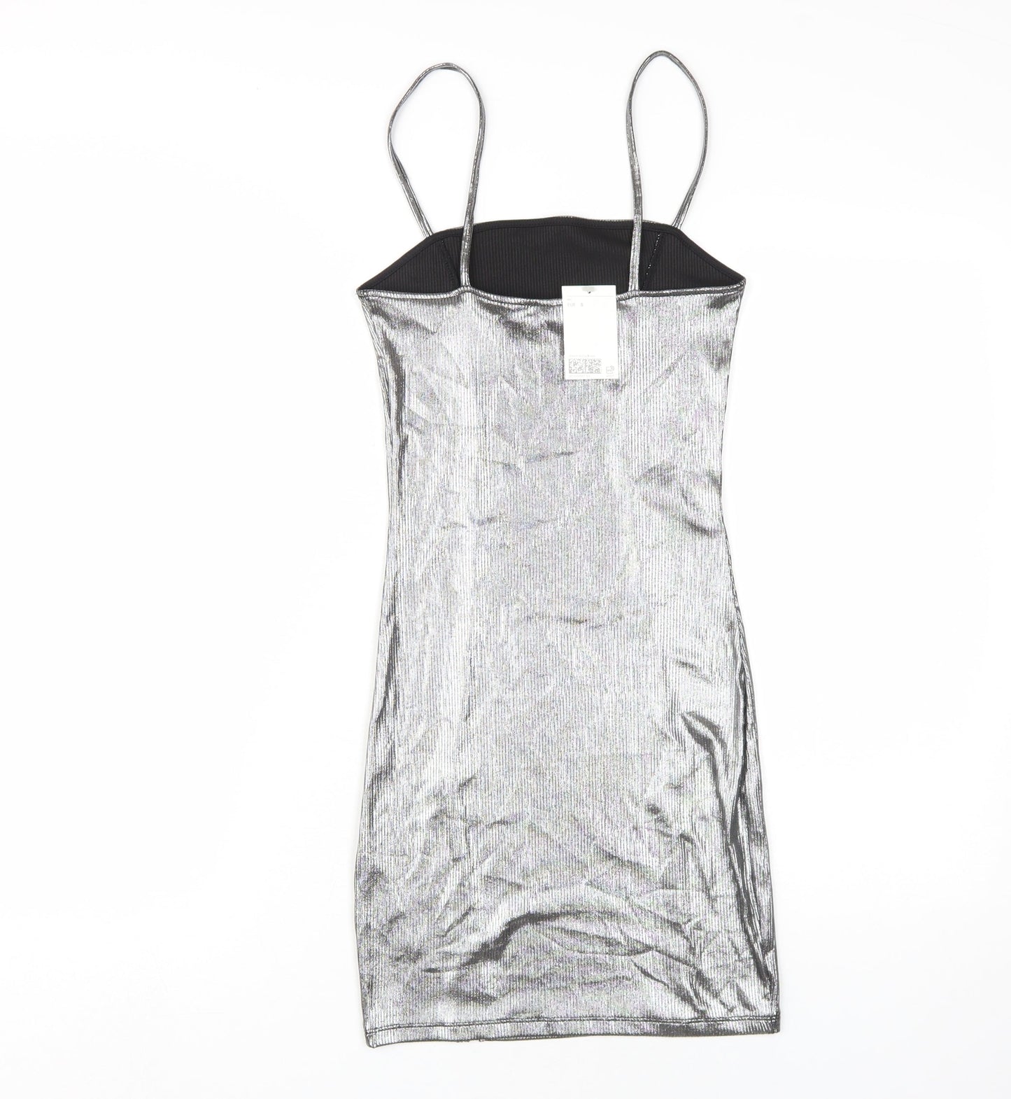 H&M Women Silver Slip Dress Size 6 Party Wear