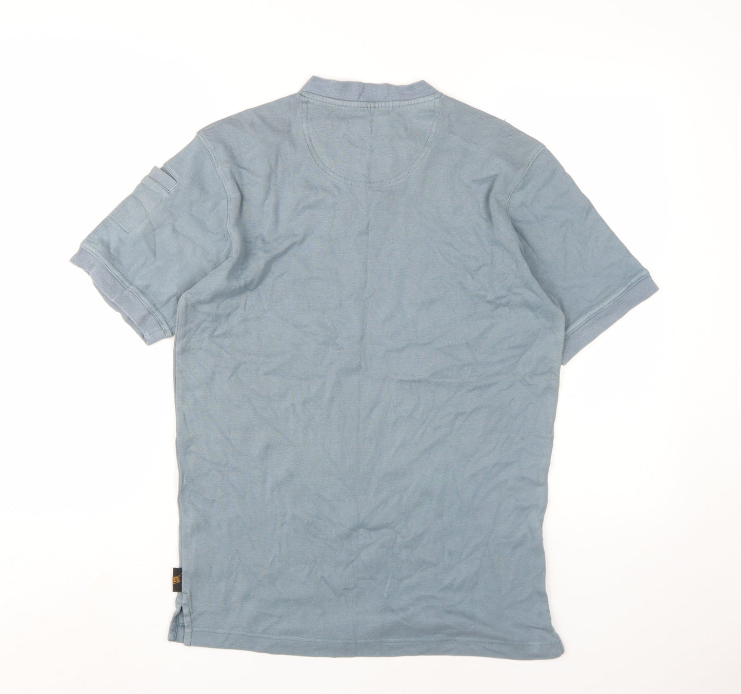 JCB Men's Blue Cotton V-Neck T-Shirt Small