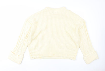 Brave Soul Women's Ivory Cable-Knit Jumper XL Pullover