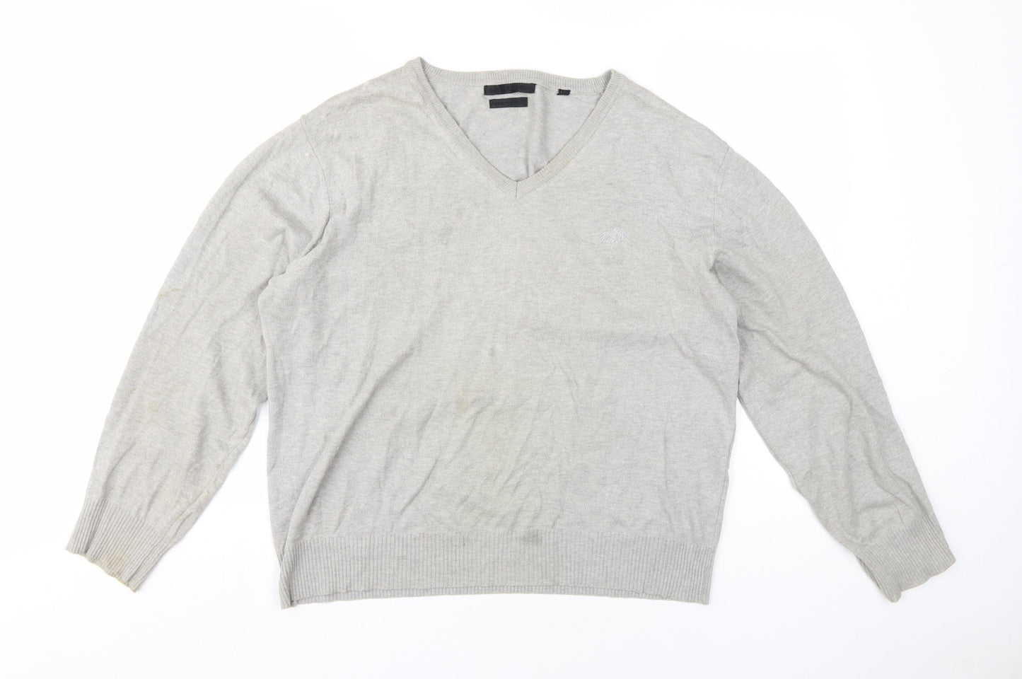 Soviet Black Men's Grey V-Neck Pullover Jumper M