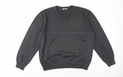 Marks & Spencer Men's Grey V-Neck Pullover Jumper