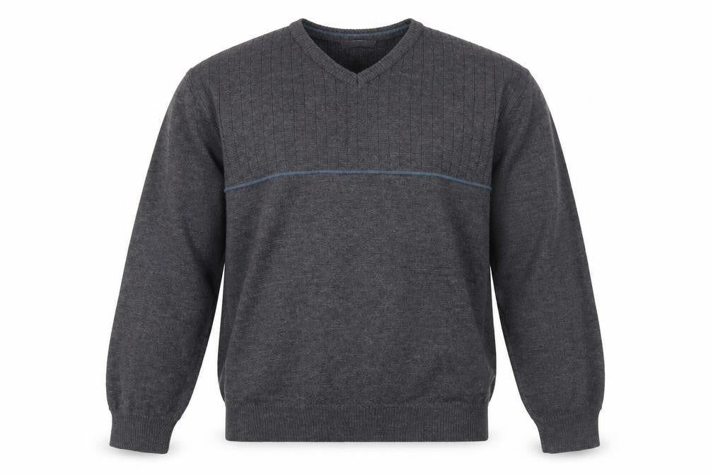 Marks & Spencer Men's Grey V-Neck Pullover Jumper