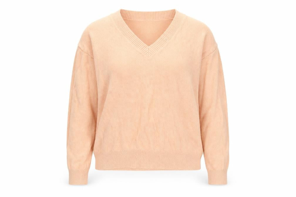 Brave Soul Women's Beige V-Neck Pullover Jumper XS