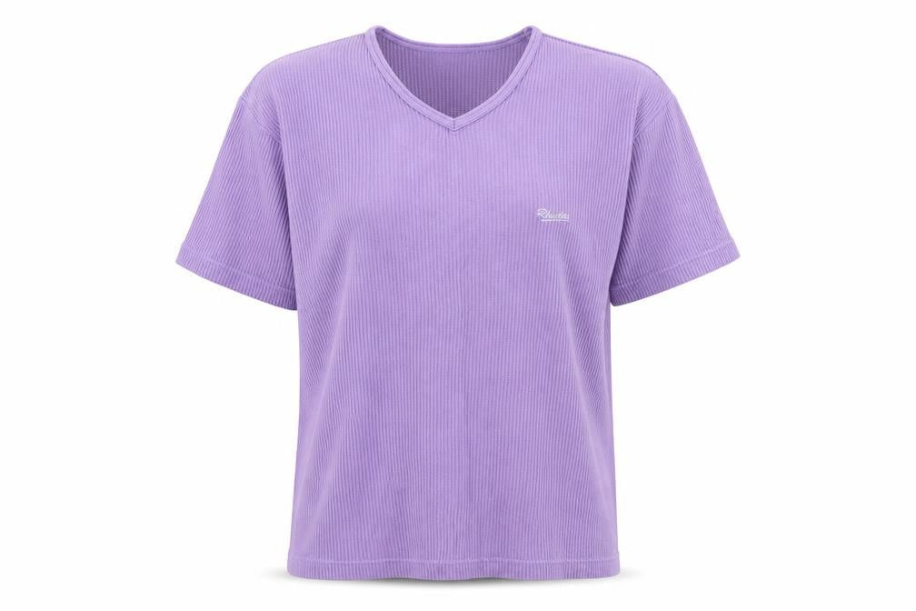 Rhodes Unisex Purple Knit V-Neck T-Shirt M
